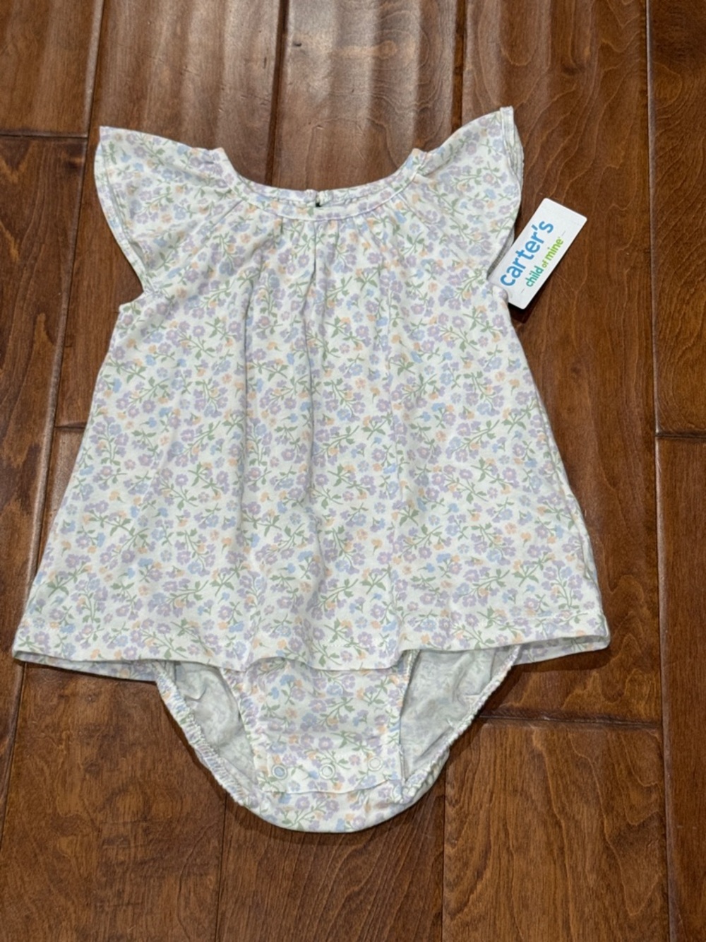 NWT Size 24 months Carter's Pastel Floral Flutter-Sleeve Onesie